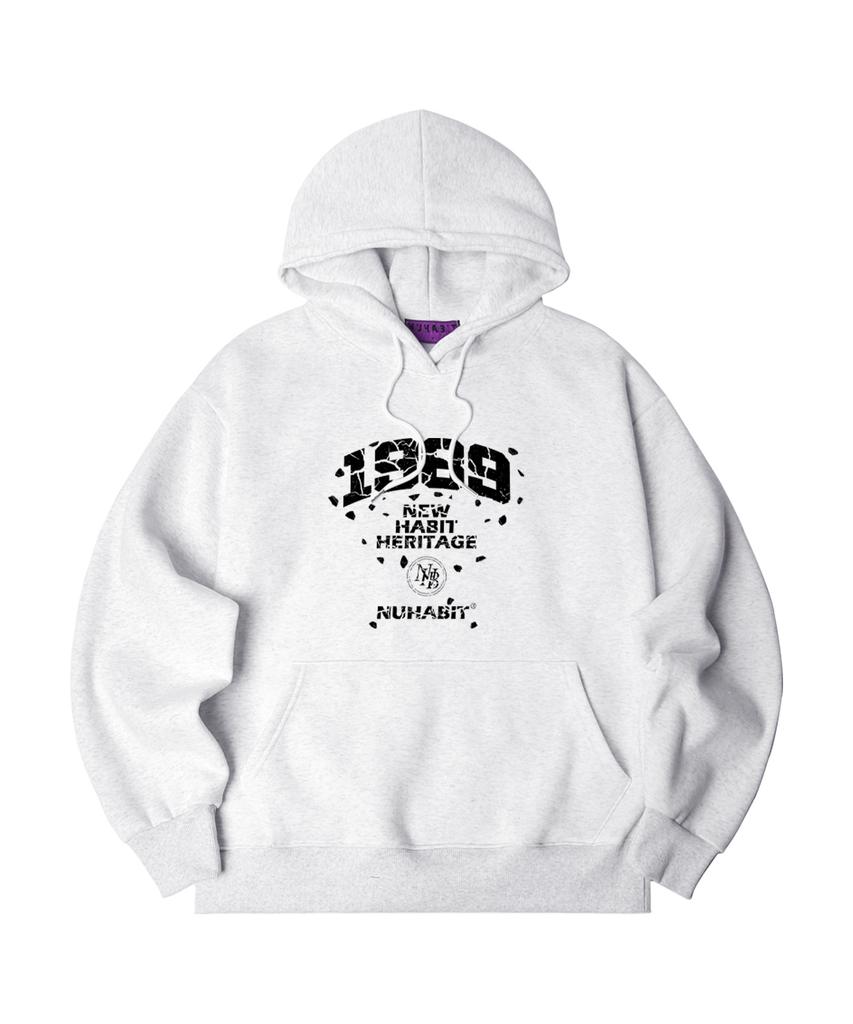 N/H Crack Nhh Logo Oversized Fleece Hoodie_Melange White (Soh4-4Nh1206)