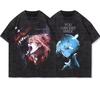 2026 Japanese Anime Eva Graphic Printed T-shirt Men's and Women's Washed T-shirt High Quality Vintage Cotton T-shirt Y2K Tops