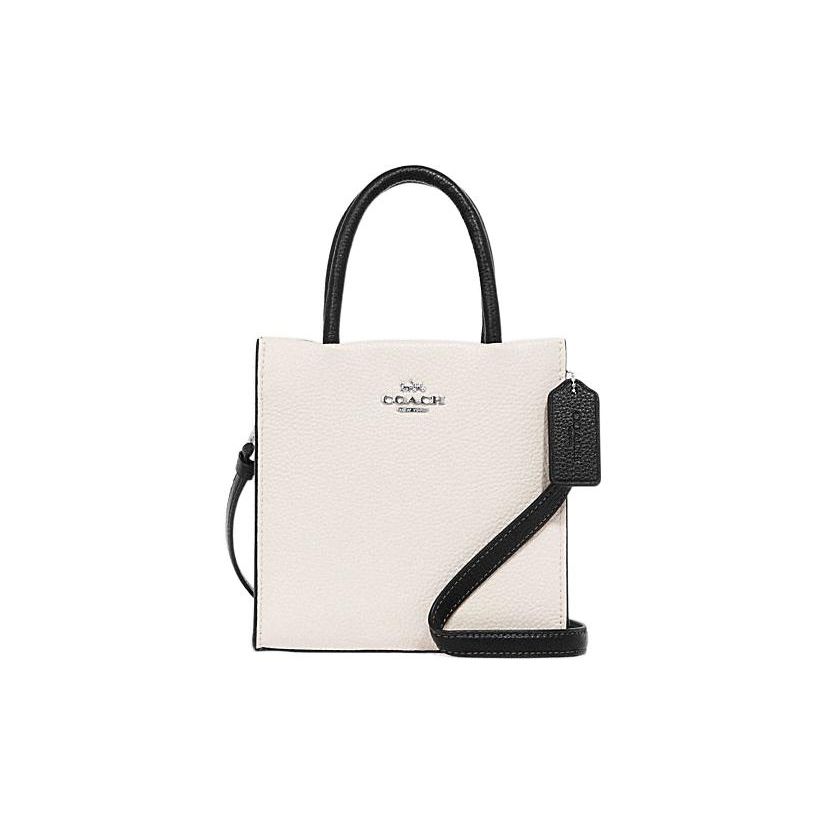 

Coach Cally 17 Metal Logo Magnetic Closure Leather Handbag Women handbags White CE598-SVNOK Basic Set (Bag+Dust Bag)