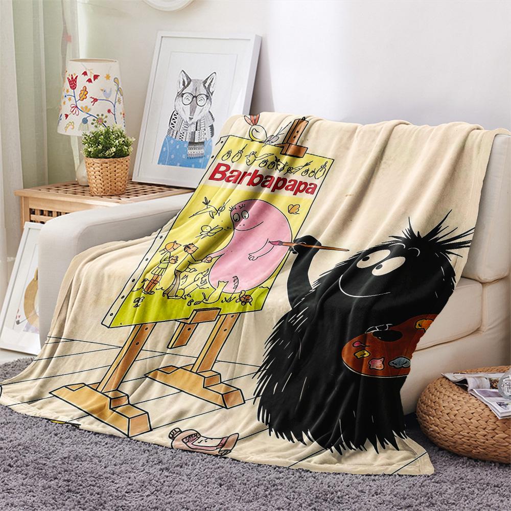 Barbapapa Flannel Blanket, High quality Comfortable for All Seasons, Home Decor, Warmth and Comfort