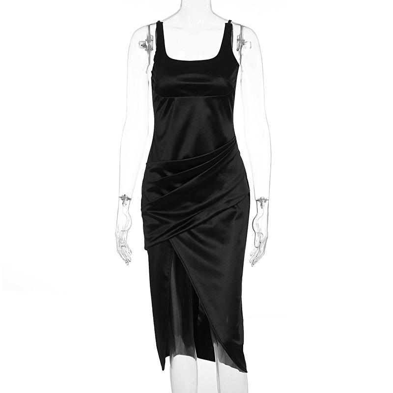2025 Slim-Fit Spaghetti Strap Bodycon Dress with Slit & Backless Design