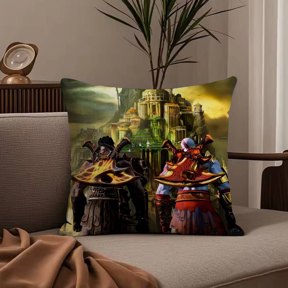 Anime G-God of W-War Ragnarok Pillow Case Anti-dustmite Pillowcase Invisible zipper silky short plush Sofa cushion cover