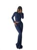 Women's Casual Tracksuit: Round Neck, Long Sleeve, Low Waist Flared Pants