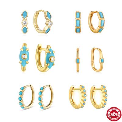 Turquoise Series Earrings Ear Buckles Earrings Simple Premium Earrings Design Earrings S925 Sterling Silver Earrings
