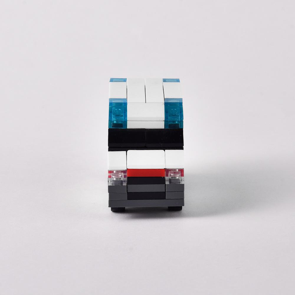 White Ambulance Building Block Hospital Car Model Assembly Toy Compatible Small Particle Set