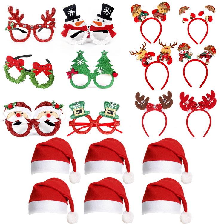 Festive Adult Children Christmas Gift Hat Headband Clap Circle Bracelet Glasses Decorations