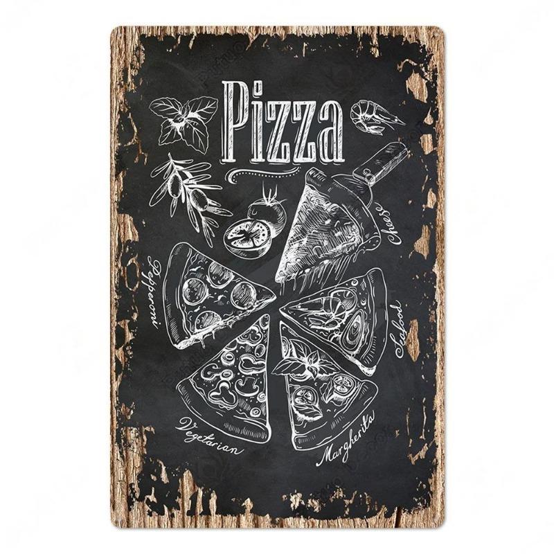 Metal Tin Poster Fast Food Vintage Tin Sign Plaque Metal Retro Plate Hot Dog Poster Wall Decor for Kitchen Cafe Diner Bar