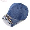 Fashion Baseball Cap Denim Distressed Short Brim Cotton Soft Top Summer Caps for Women Men Unisex Style Letters Embroidered