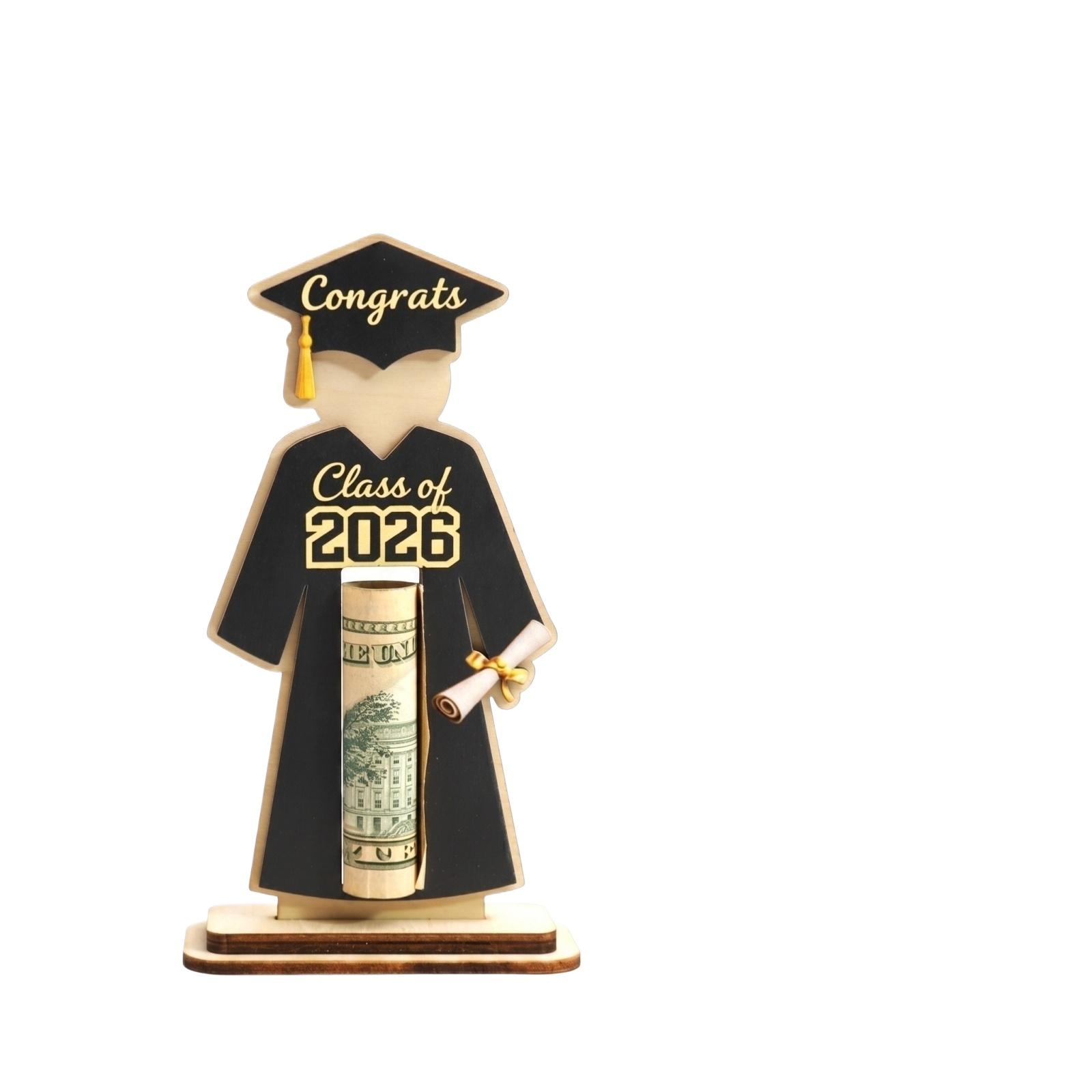 

Graduation Wallet Graduation Cash Gift Wooden Wallet Holder Graduation Party Decoration Memorial Display Ornament One Size чёрный