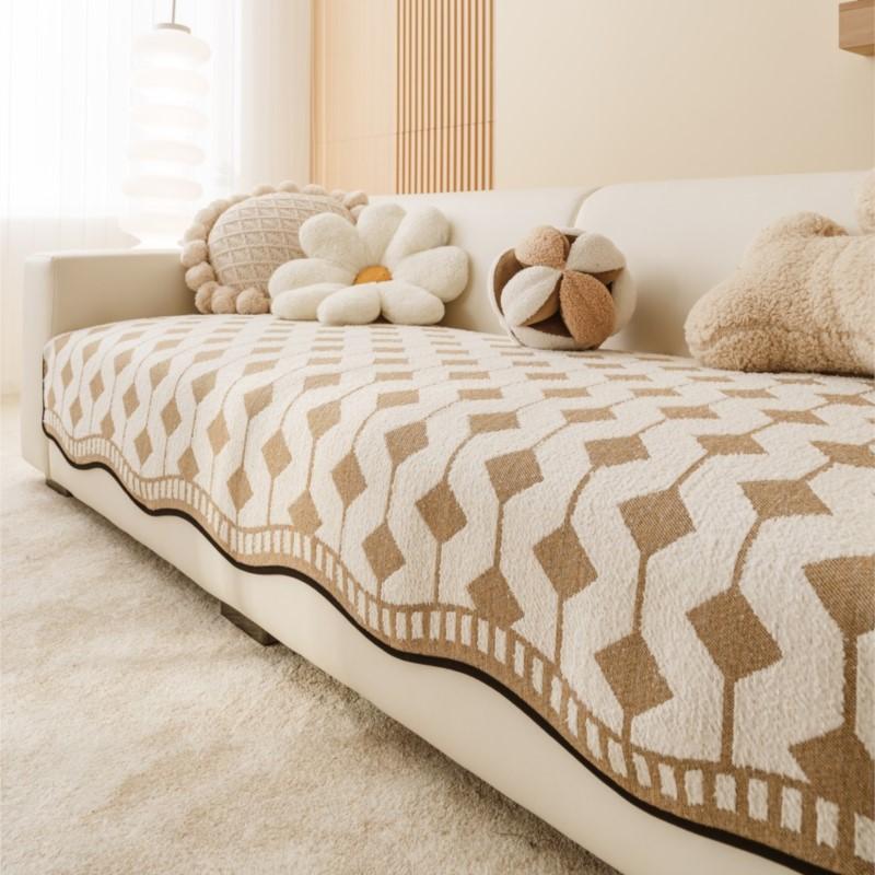 Frosty Thicken Settee Pad Cushion Anti-Slip Vintage Bowknot Fleece Settee Cushions Sitting Space Black Custom-fit Thermal Couch Mats