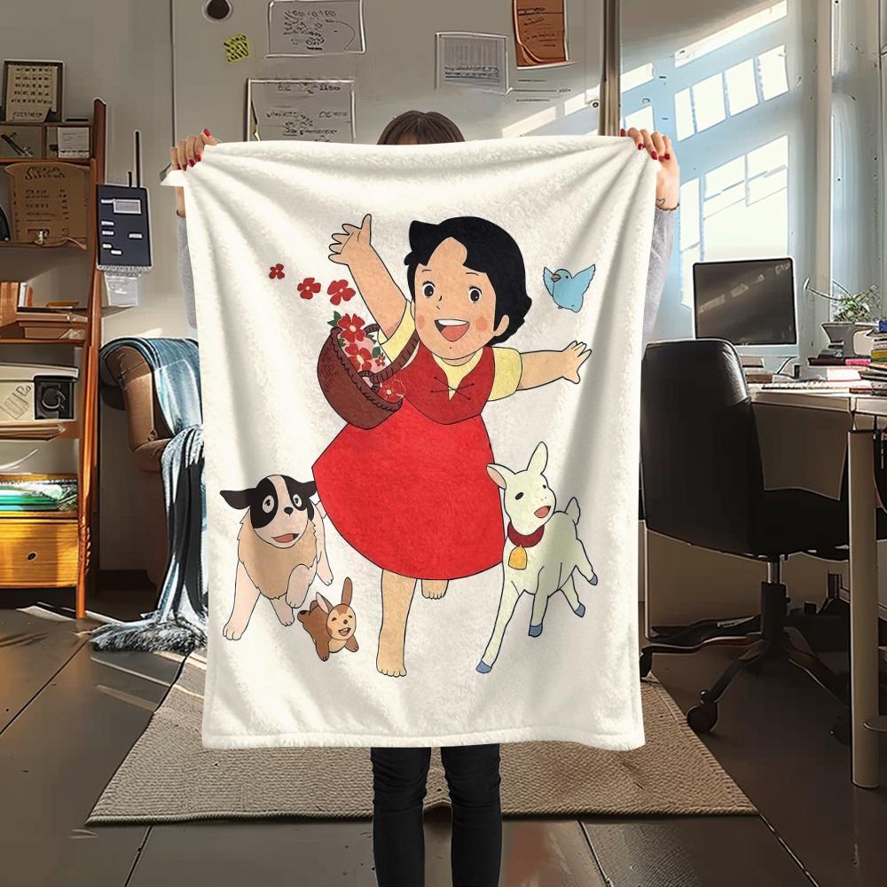 1 Stück Heidi Alpen Cartoon-Druck Flanelldecke, Hohe Qualität für alle Jahreszeiten, Heimdekoration, Wärme und Komfort, Perfekt für Weihnachtsgeschenke