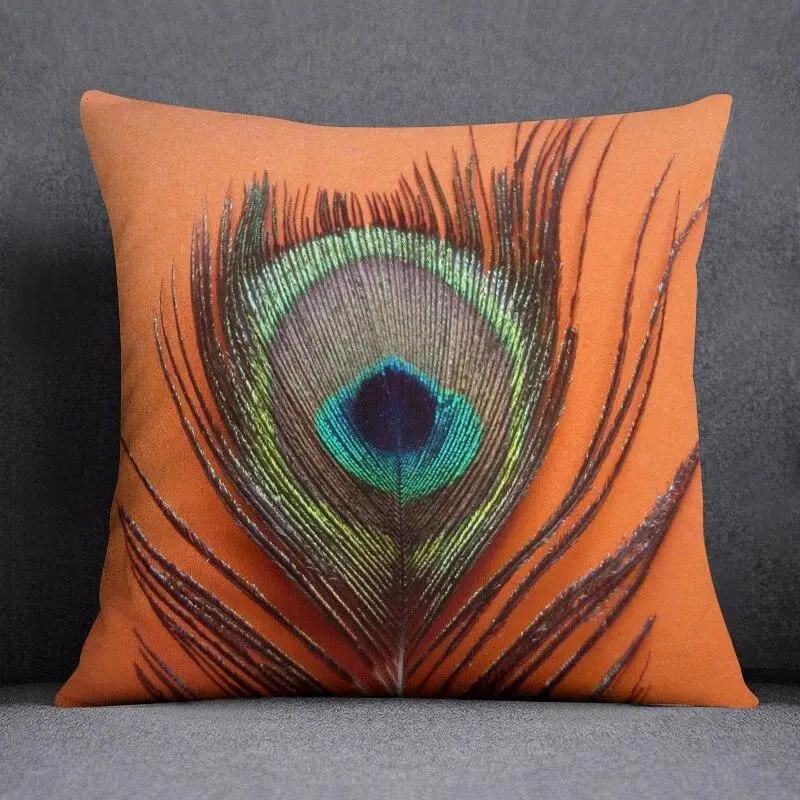 45Cm*45Cm Peacock Feather Series Pillow Decorative Pillow Bedroom Sofa Car Cushion Cover Pillowcase