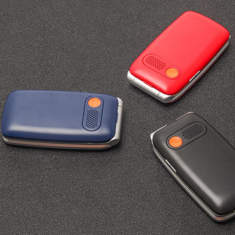 Mobilní telefon V202T 4G se dvěma obrazovkami a velkými tlačítky Kamera s svítilnou pro nouzové volání Bluetooth 1450mAh s duální SIM kartou Flip Telefon