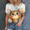 Tricou de damă la modă imprimat 3D, de vară, respirabil, casual, versatil
