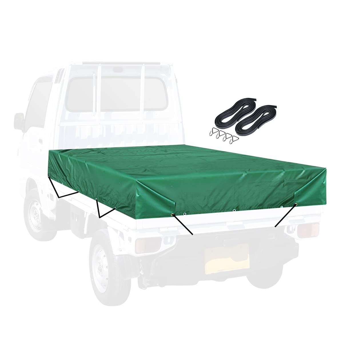 

FIELDOOR Truck Bed Sheet, 2m x 2.2m, Light Truck Bed Sheet Cover, Polyester Canvas, Waterproof and Durable, with Elastic Straps and Hooks