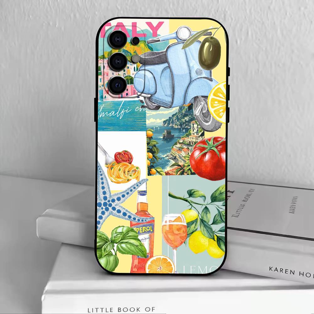 

Amalfi Coast Lemon Phone Case Black Silicone Soft For Samsung S25,S24,S21,S22,S23,S30,Ultra,S20,Plus,Fe,Lite Samsung S21plus