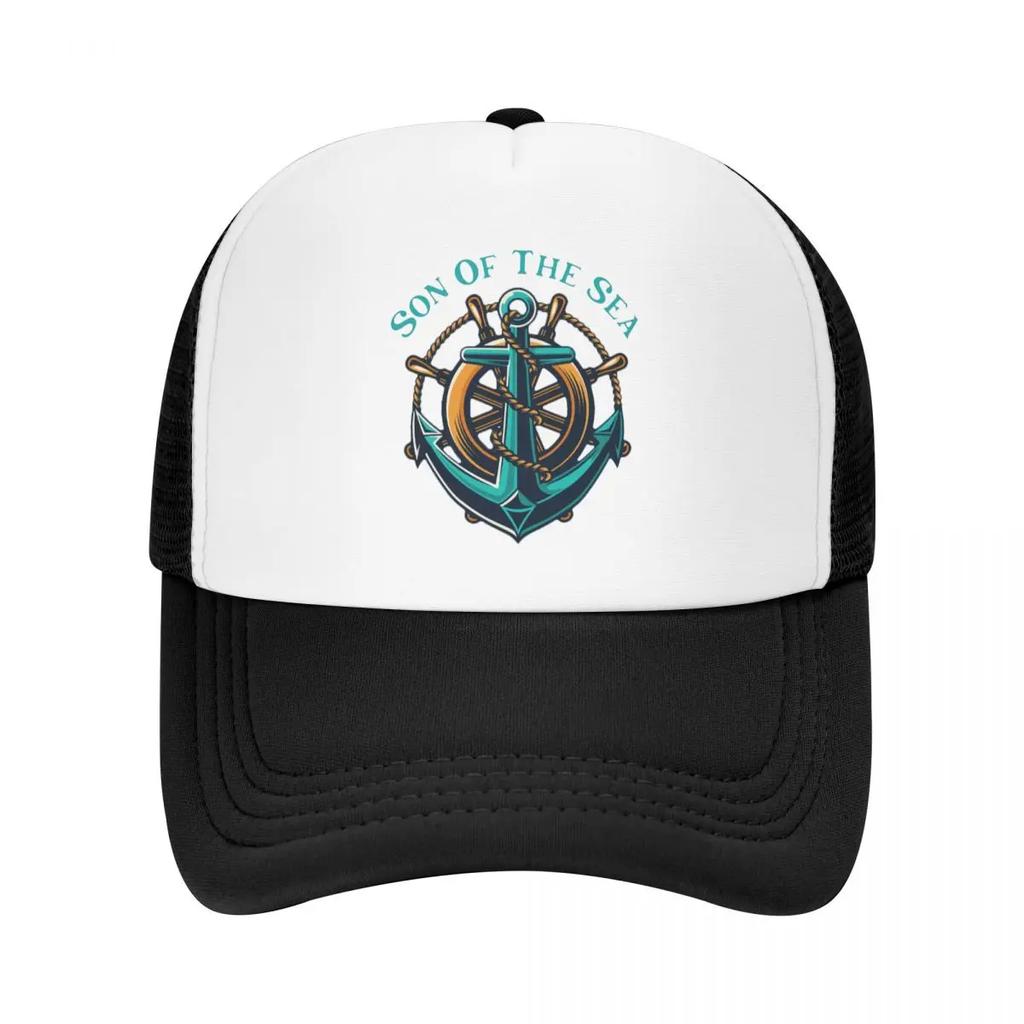 Personalized Son Of The Sea Trucker Hat for Unisex Women Adjustable Adult Nautical Sailor Anchor Baseball Cap Spring Dad Hat