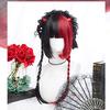 Harajuku-style GAL-kei women's full wig, long, straight, black, red, and double-colored, Lolita style.