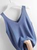 Women's V-Neck Ice Silk Knit Camisole - Sleeveless, Loose Fit, Slimming Summer Pullover.