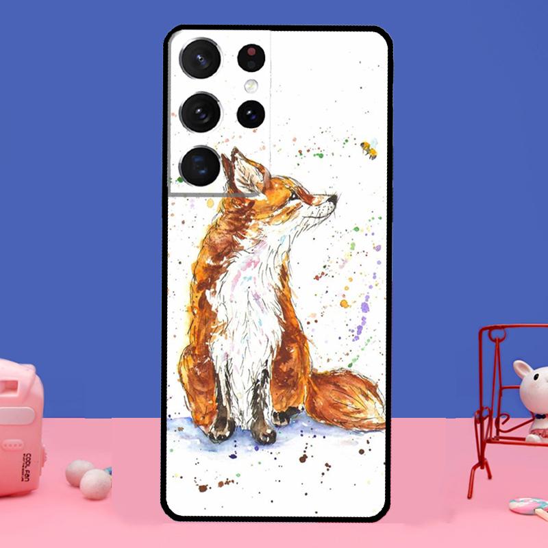 Watercolor Painting The Fox Case For Samsung Galaxy S21 S22 Ultra S20 FE S8 S9 S10 Note 10 Plus Note 20 Ultra Coque