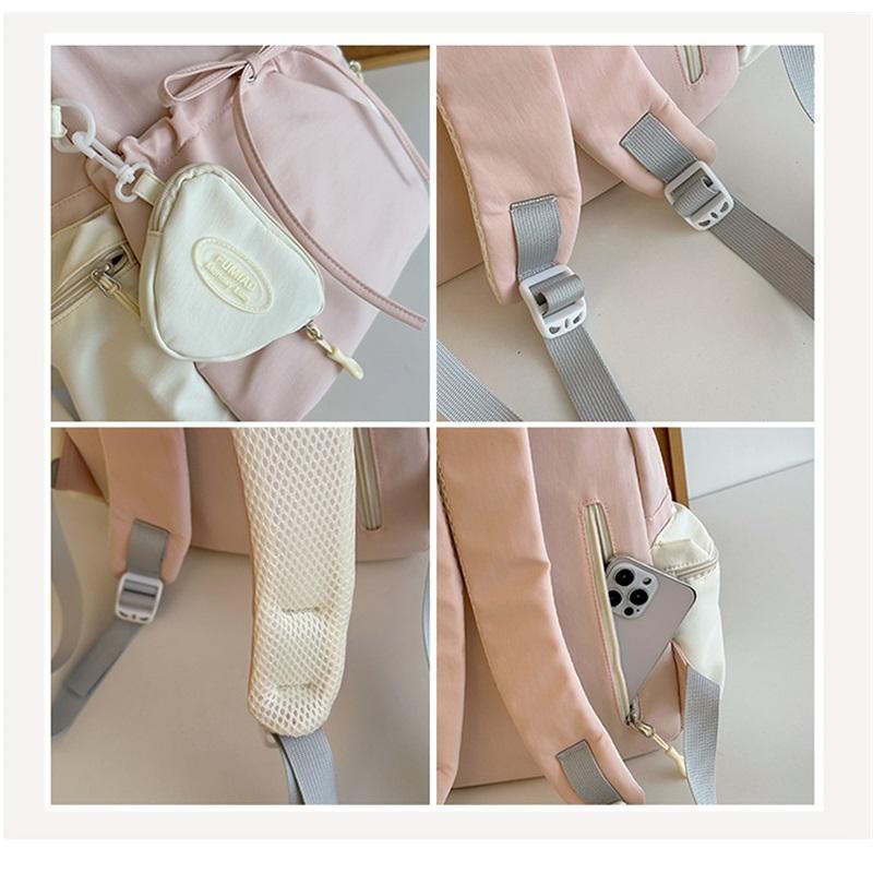 Girls Backpack College Student Versatile Campus Style Double Shoulder Bag Travel Pack Durable Lightweight Fashionable Backpack