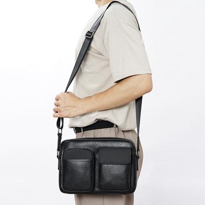 Men's Trend Crossbody Bag Genuine Leather Casual Commuter Postman Bun Top Layer Cowhide Fashion Large Capacity Shoulder Bag