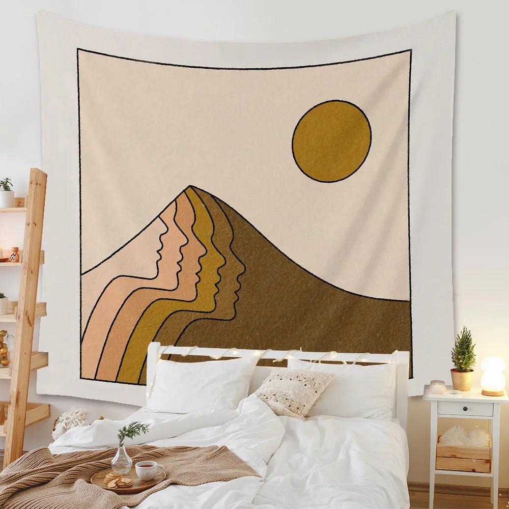 Boho Bakgrunnsillustrasjon Veggmaleri Dekor Geometrisk Gobelin Vegghenging Soverom Estetisk Teppe