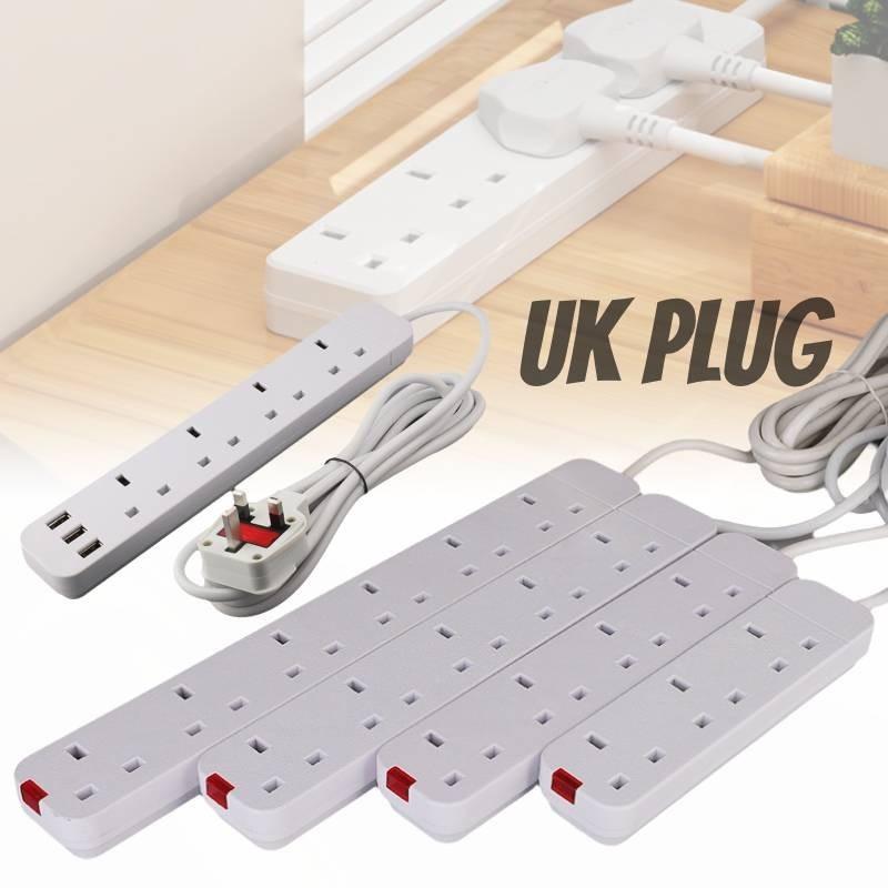 13a British Power Strip With 3 Meter Extension Cord And Multiple Outlets For Enhanced Convenience