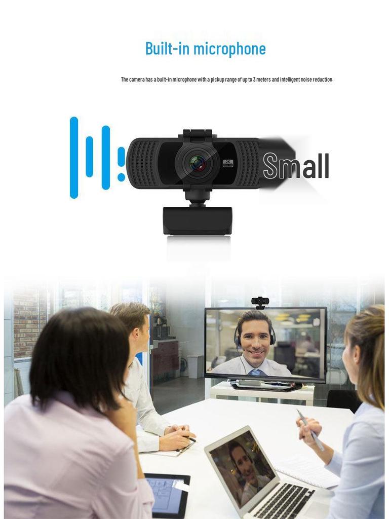 2K HD 1080p Webcam with Built-in Microphone, 4MP, Driver-Free for Live Streaming
