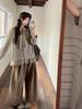 Women's Plus Size Retro Long Sleeve Shirt with Flowy Ribbons, Lace Patchwork, Autumn/Winter Layered Design