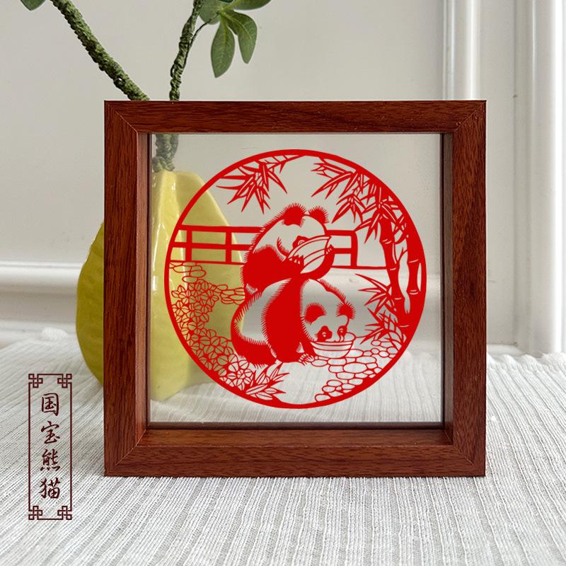 Xianci Double-Sided Transparent Frame: A4 Paper-Cut Calligraphy Fu Character Display Stand