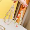 Double Layer Flower Beaded Pendant Phone Charm Hanging Rope Cute Phone Chain Strap Bag Decoration Keychain Accessories