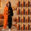 Women's Flannel Jumpsuit with Halloween Print, Cozy Loungewear Pajama for Sleep and