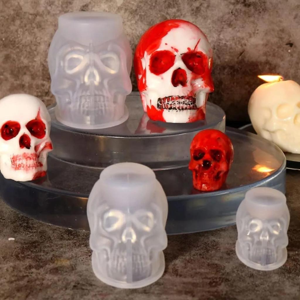Small, Medium and Large 3D Silicone Cranial Head Moulds for Resin, Soap, Clay, Candle Wax Casting, Halloween Home Decoration