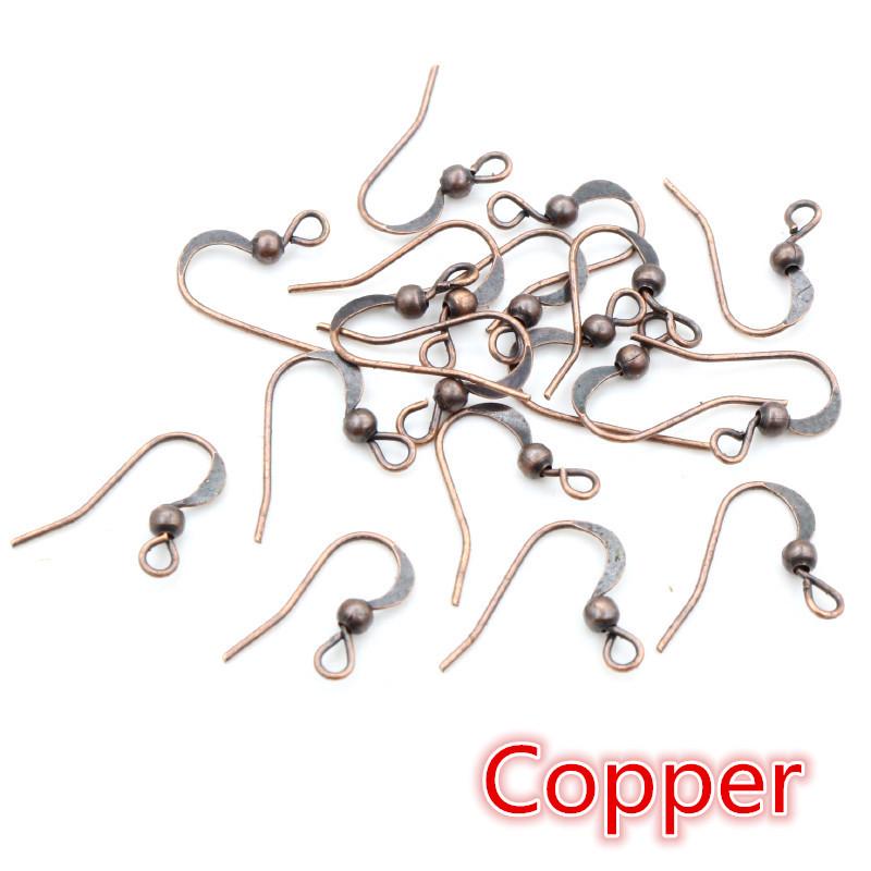 100 Pcs Copper Earring Hooks 19x18mm with Round Beads for DIY Handmade Jewelry Accessories, 20g