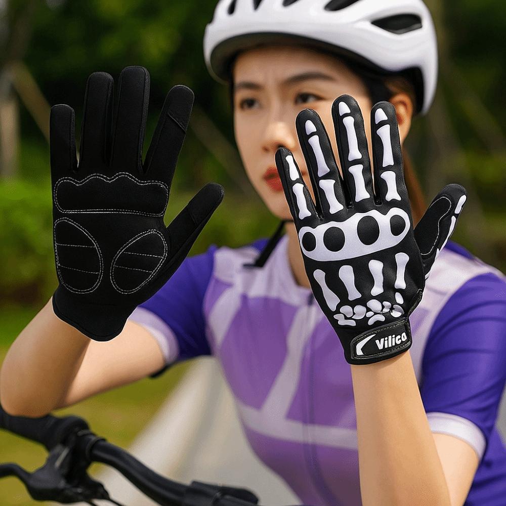 1 Pair Breathable Cycling Gloves Skeleton Design Touchscreen Gloves  Motorcycle Riding