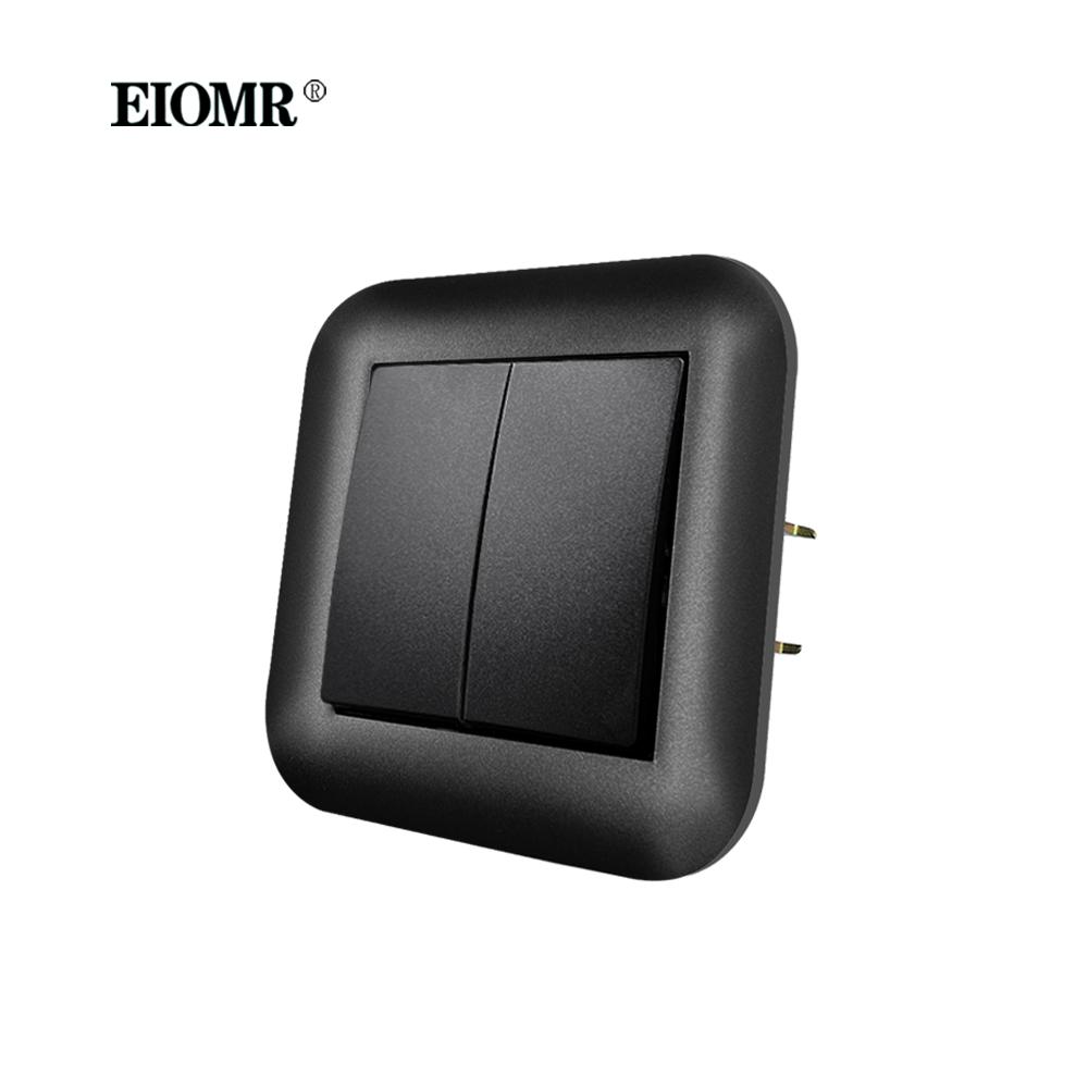 EIOMR EU Standard Power Socket with Iron Claw Black Flame Retardant PC Panel 110-250V Wall Socket 16A Suitable for Round Box