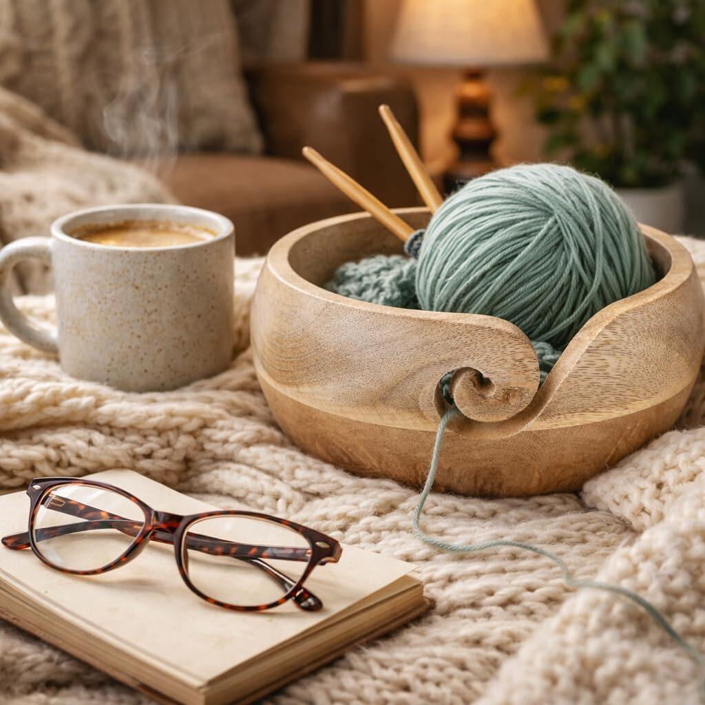 Mothers Day  for Women Wooden Yarn Bowl Knitting Bowl Large Crochet Yarn Holder Handmade Rganizer 7 X 3 Retirement Birthday Gift For Knitters