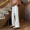 Jeans Bootcut Monocolore Vintage Americani Primavera Autunno High Street Pantaloni in Denim Abbigliamento Uomo Pantaloni con Patchwork Dettaglio Bottone