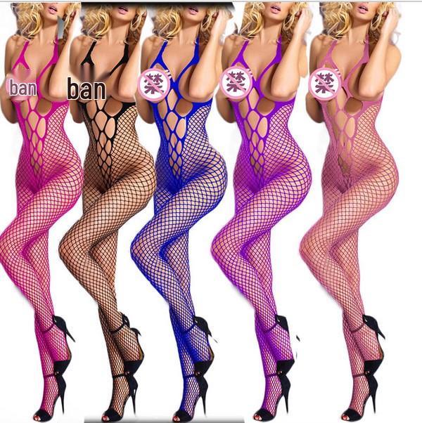 Body sensuale in rete con scollo all'americana e cavallo aperto