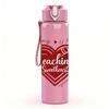 1PC Teaching Heart Vintage Letter 750ml Color Plastic Sports Water Bottle Leakproof Flip Straw Lid Suitable for Sports Office Home Use