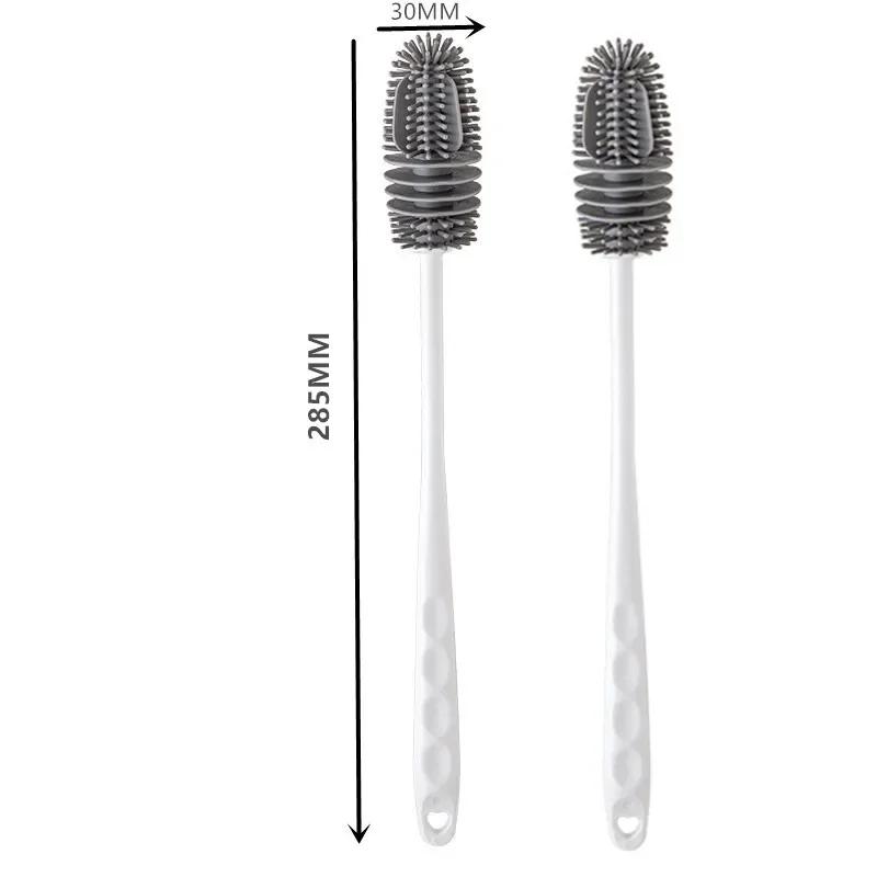 Силиконовая щетка для чашек, щетка для чистки бутылок с молоком, длинная ручка, очиститель для бутылок с водой, щетка для чистки стеклянных чашек, кухонные инструменты для чистки