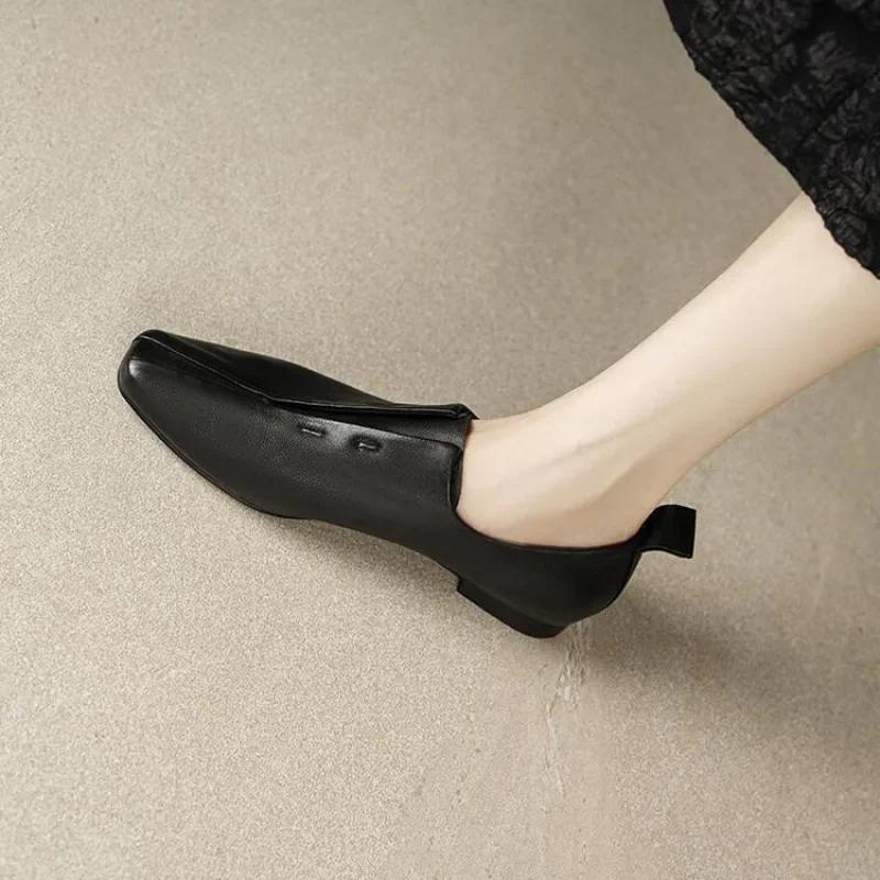 French Giant Soft Milk Shoes Deep Mouth Single Shoes Women's Flat Bottom 2025 Spring Autumn New Style Square Head Design