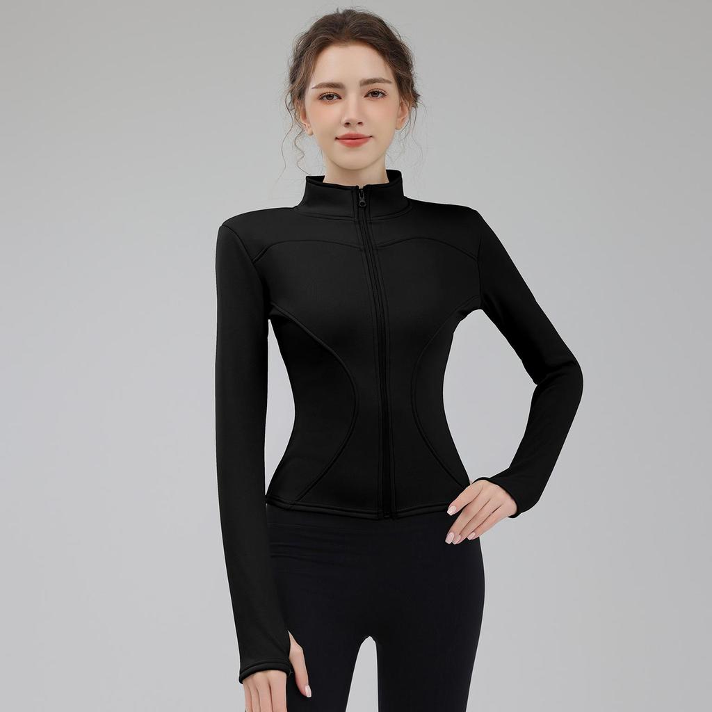 Sametová bunda se stojáčkem a zipem: Zimní sporty a fitness Dlouhý rukáv Slim fit