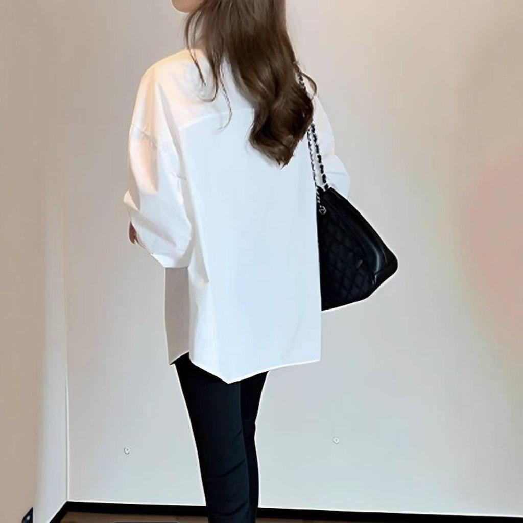 Stylish Women's Pure Cotton White Shirt for Spring/Autumn