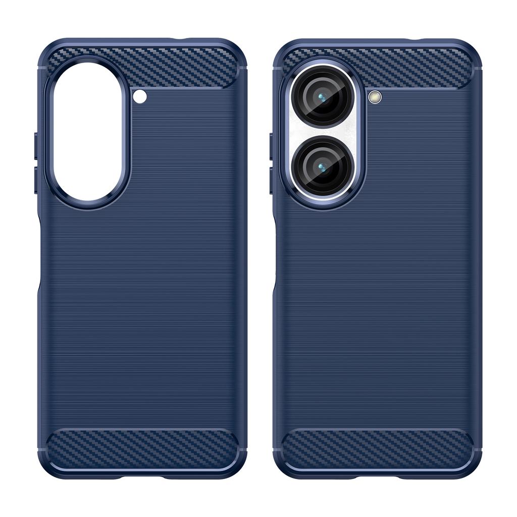 Pro Asus Zenfone 10 5G Pouzdro na telefon z TPU s texturou uhlíkových vláken Broušený ochranný kryt na telefon