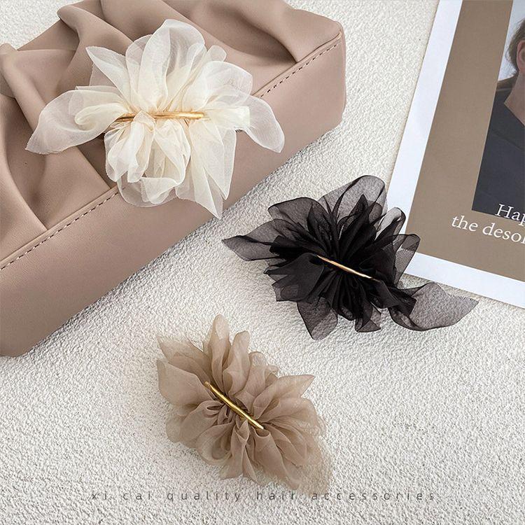 Chiffon Flower Hairpin – Elegant Summer Ponytail Clip for Women