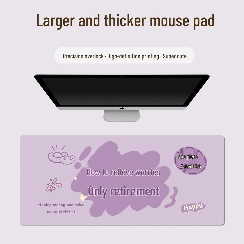 Extra Large Doodle Text Mouse Pad with Lock Edge - Thick, Durable Keyboard Desk Mat