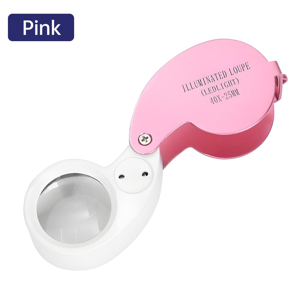 40X-25mm LED Illuminated Jewelers Loupe Magnifier With Light Diamond Eye Magnifying Glass Tool For Jewelry Antiques Coins Stamps