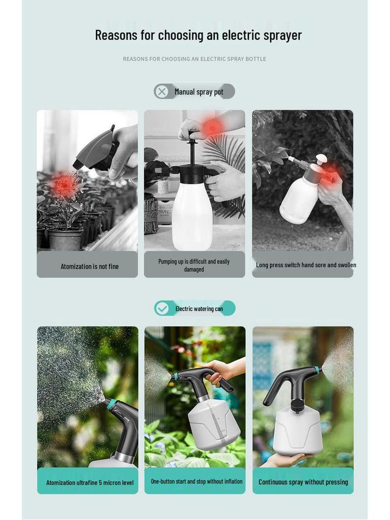 2L Electric Flower Watering Sprayer Can